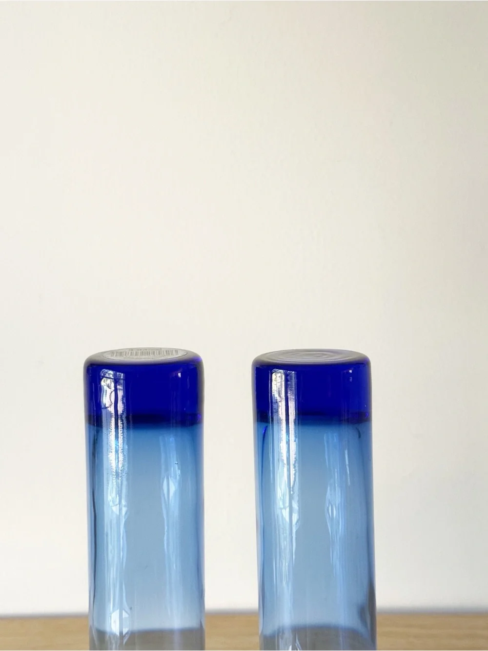Vintage Libbey Cobalt Blue Cylinder Bud Vases Weighted Base Made in USA 7.5